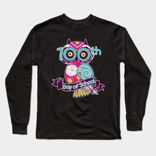 Cute Owl 100th Day Of School Student Teacher Gift Long Sleeve T-Shirt